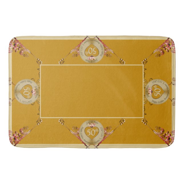 50th/1st Golden Ochre Wedding Anniversary Bath Mat (Front)