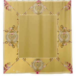 50th/1st Golden Ochre Wedding Anniversary Shower Curtain