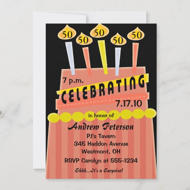 50th - 59th Birthday Party Personalised Invitation (Front)