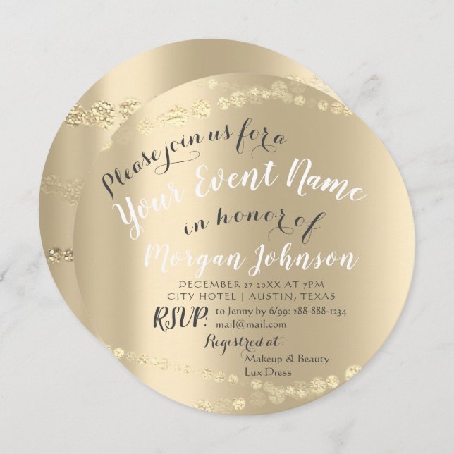 50th 60th 70th Birthday Confetti Gold Invitation (Front/Back)