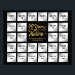 50th Anniversary 26 Photo Collage Black and Gold<br><div class="desc">Create a memorable display of photos at the golden wedding anniversary celebration and/or as a commemorative gift featuring twenty-six (26) photos of the wonderful couple 50 YEARS IN THE MAKING. The retro typography design incorporates their wedding year within the design. Black and gold colour scheme; the black background colour can...</div>
