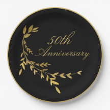 50th Anniversary 50 Fifty Black Gold Leaf