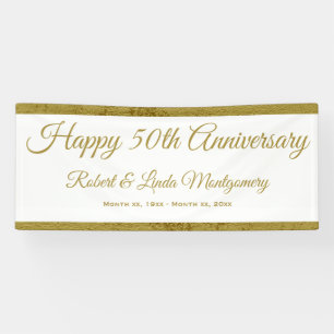 50th Anniversary Banner, Gold and White Banner