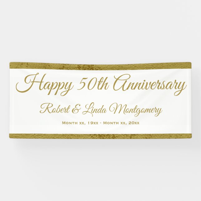 50th Anniversary Banner, Gold and White Banner (Horizontal)