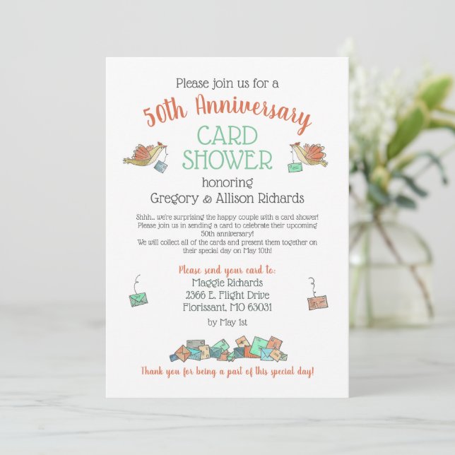 50th Anniversary Birds Card Shower  (Standing Front)