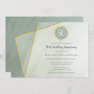 50th anniversary birthday greyed jade w gold frame invitation