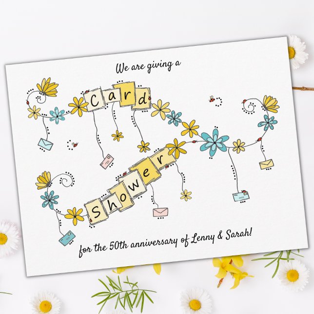 50th Anniversary Card Shower Whimsical Request (50th anniversary card shower postcard)