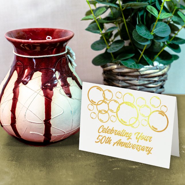 50th Anniversary Celebration Bubbles  Foil Card (50th anniversary with a bubble design.)