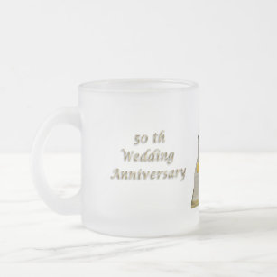 50th Anniversary Clear Frosted Mug- customize Frosted Glass Coffee Mug