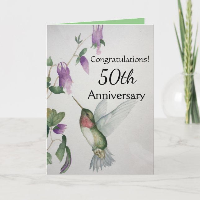 50th Anniversary Congratulations Hummingbird Card (Front)
