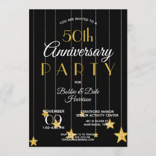 50th Anniversary Custom Event Gold Black Party Invitation