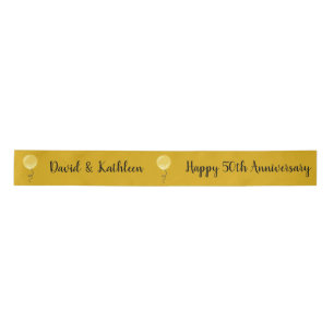 50th Anniversary Custom Gold Balloons Ribbon Satin Ribbon