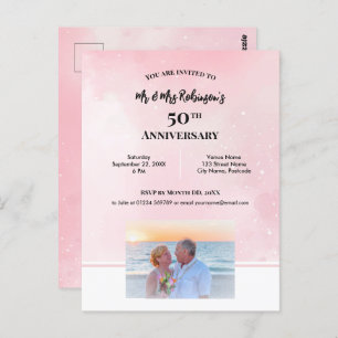 50th Anniversary Custom Photograph Starry Pink  Postcard
