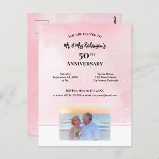 50th Anniversary Custom Photograph Starry Pink  Postcard