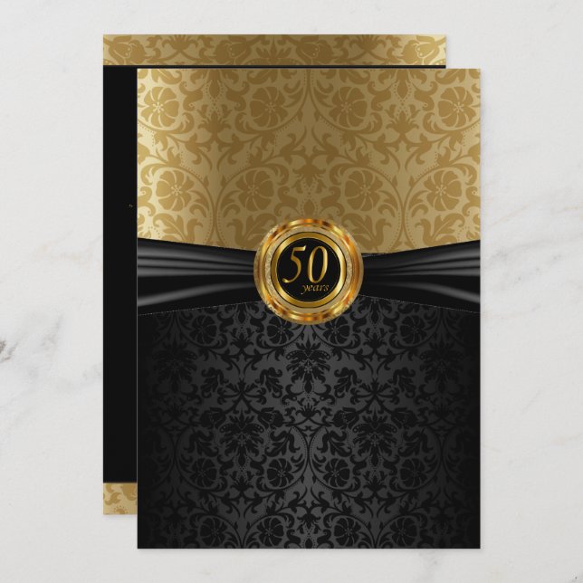 50th Anniversary Damask Design Invitation (Front/Back)