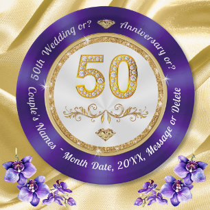50th Anniversary Dessert Plates or Dinner 9 inch,