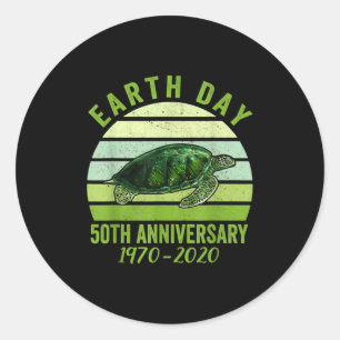 50th Anniversary Earth Day 2020 Sea Turtle Women Classic Round Sticker