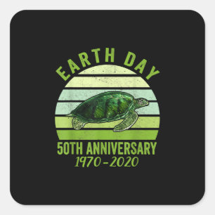 50th Anniversary Earth Day 2020 Sea Turtle Women Square Sticker