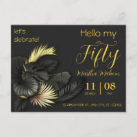 50th anniversary. Elegant birthday invitation.