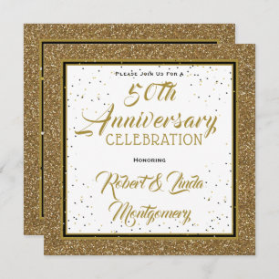 50th Anniversary Elegant Gold  Invitation