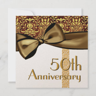 50th Anniversary Faux Satin Bow & Damask Template