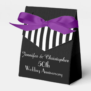50th Anniversary Favour Box, Black & White Stripes Box