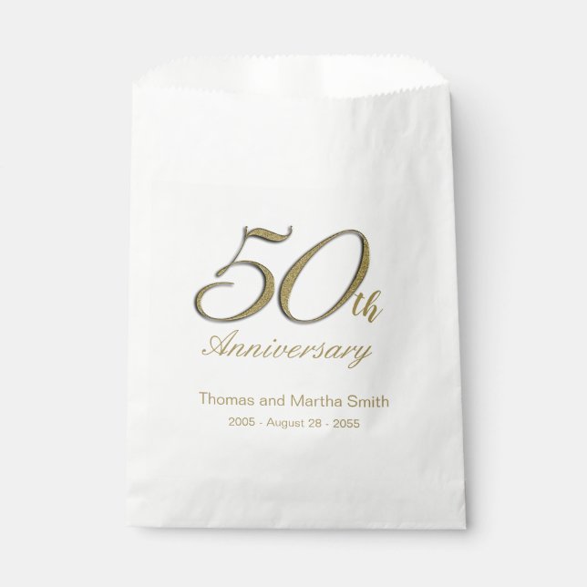 50th Anniversary Favour Cake Bags Personalised (Front)