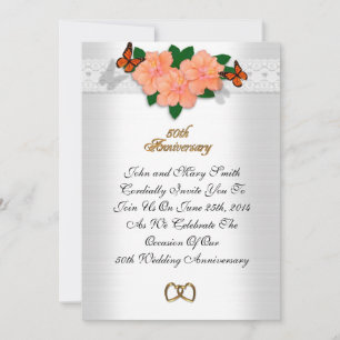 50th Anniversary formal invitation Hibiscus