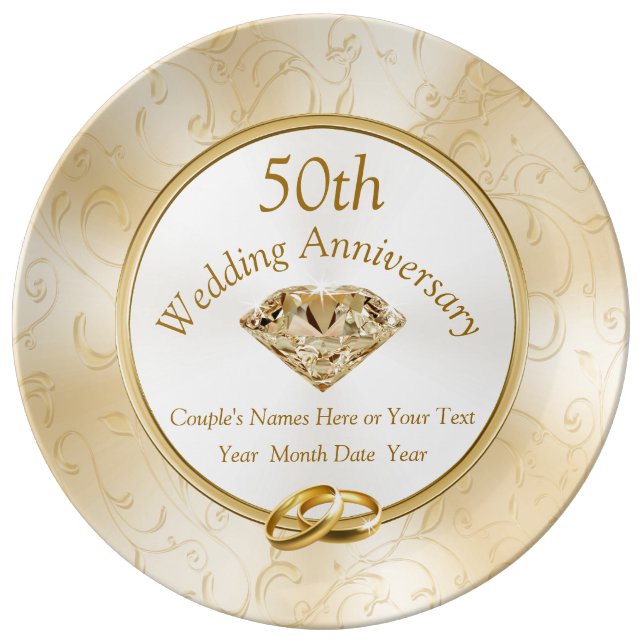 50th Anniversary Gift Ideas for Friends, Family Plate (Front)