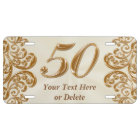 50th Anniversary Gifts Personalised License Plate