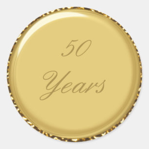 50th Anniversary Gold 1.5" Diameter Round Sticker