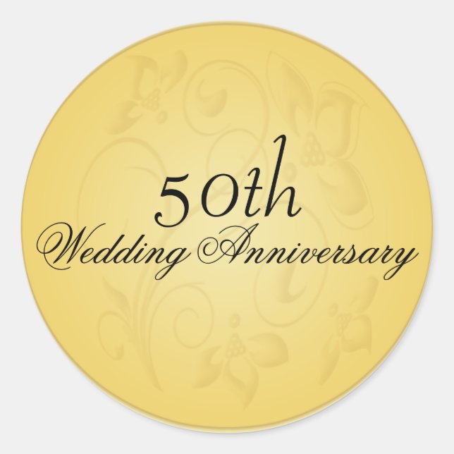 50th Anniversary Gold 1.5" Diameter Round Sticker (Front)