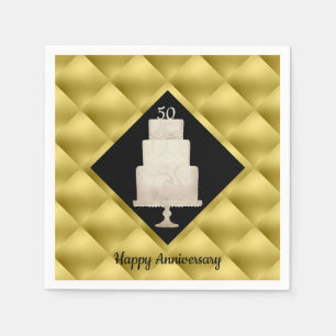50th Anniversary Gold 3Tier Cake Paper Napkin