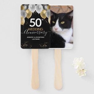 50th Anniversary Gold Balloons Hand Fan
