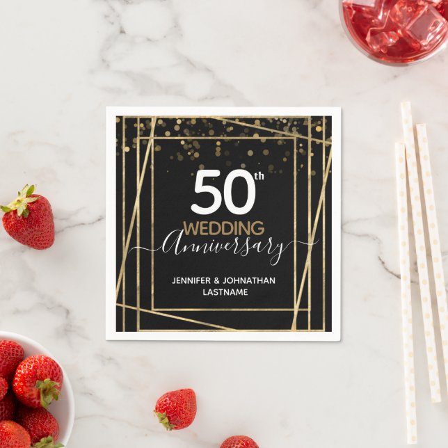 50th Anniversary Gold Border Napkin (Insitu)