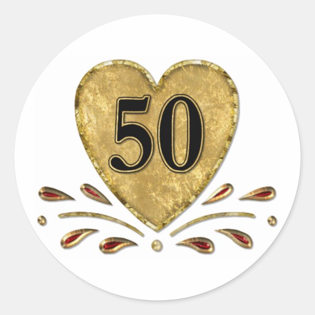 50th Anniversary - Gold Classic Round Sticker (Front)