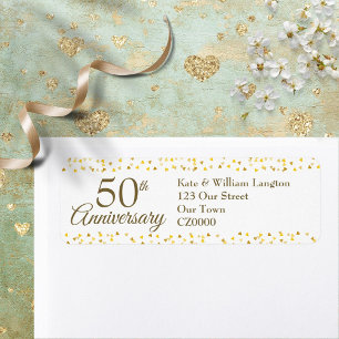 50th Anniversary Gold Confetti Return Address Label