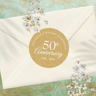 50th Anniversary Gold Dust Confetti Classic Round Sticker