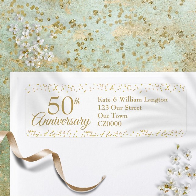 50th Anniversary Gold Dust Confetti Return Address Label (50th Anniversary Gold Dust Confetti Return Address Label)
