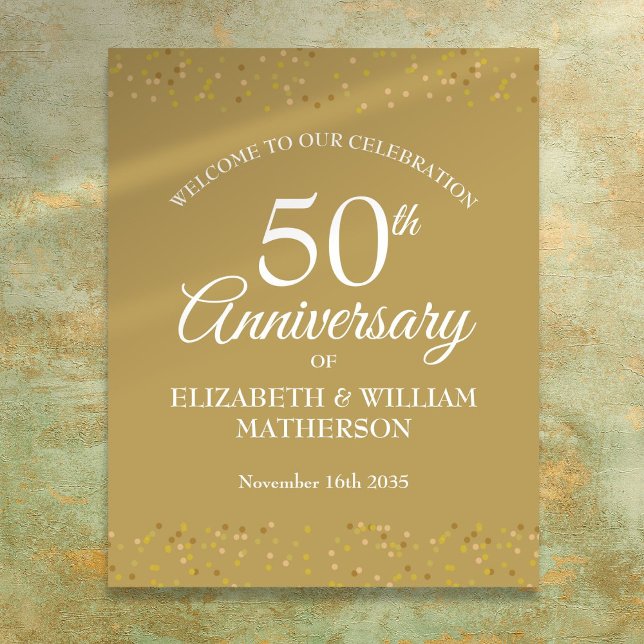 50th Anniversary Gold Dust Welcome Sign (50th Wedding Anniversary Gold Dust Welcome Sign)