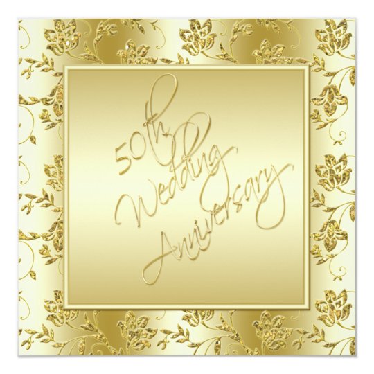 50th Anniversary Gold FAUX Glitter Invitation