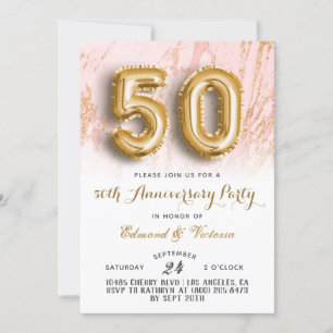 50th Anniversary Gold Floral Invitation