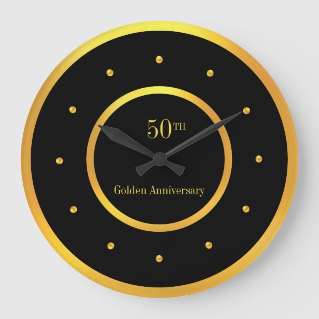 50th Anniversary Gold Frame & Black Large Clock (Front)
