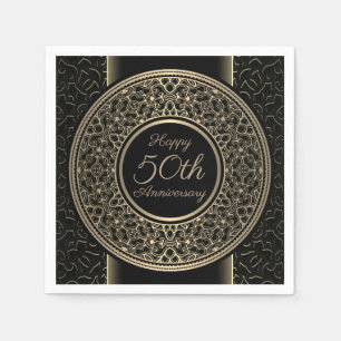 50th Anniversary Gold Medallion Paper Napkins