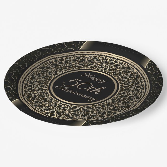 50th Anniversary Gold Medallion Paper Plate (Angled)