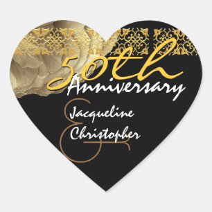 50th Anniversary GOLD Rose Heart Sticker