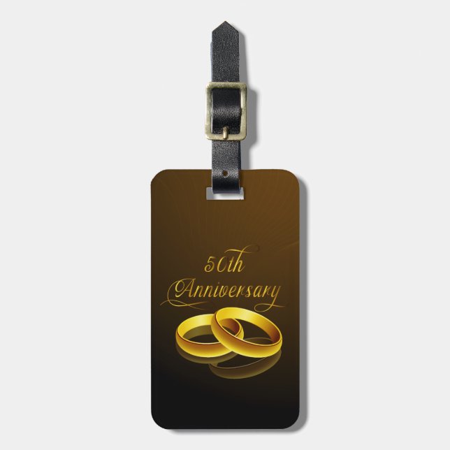 50th Anniversary | Gold Script Luggage Tag (Front Vertical)