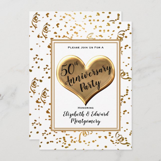 50th Anniversary Gold Sparkle - Party Invitation (Front/Back)