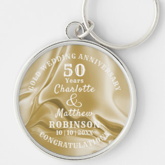 50th Anniversary Gold Wedding Gift Personalised Key Ring
