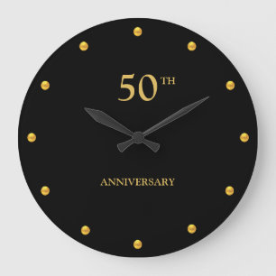50TH Anniversary & Golden Dots on Black Large Clock
